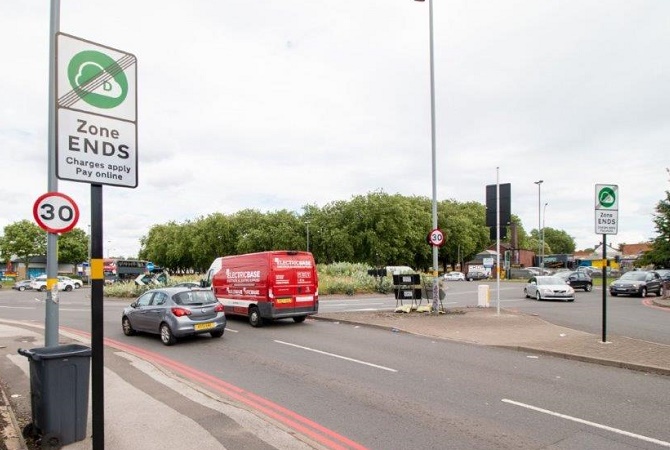 Signage showing exiting zone